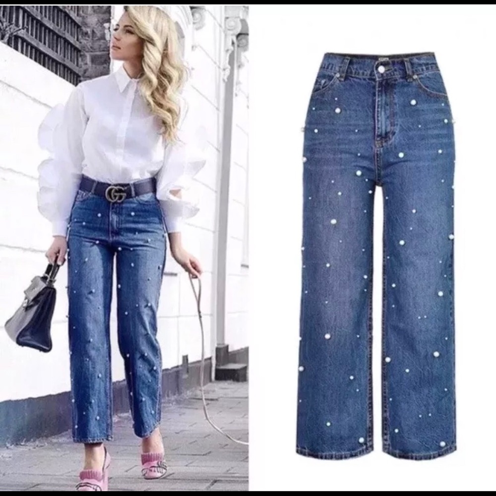 Zara pearl jeans